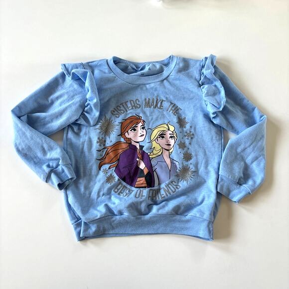 Disney Frozen 2 Girls 6 X Crewneck Shirt Ruffles Anna Elsa Lightweight Ruffles - Picture 1 of 6